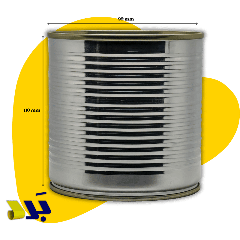 قوطی ۸۰۰ گرمی ارمغان گلبهار مناسب بسته‌بندی رب گوجه فرنگی با پوشش اپوکسی و چاپ شش رنگ